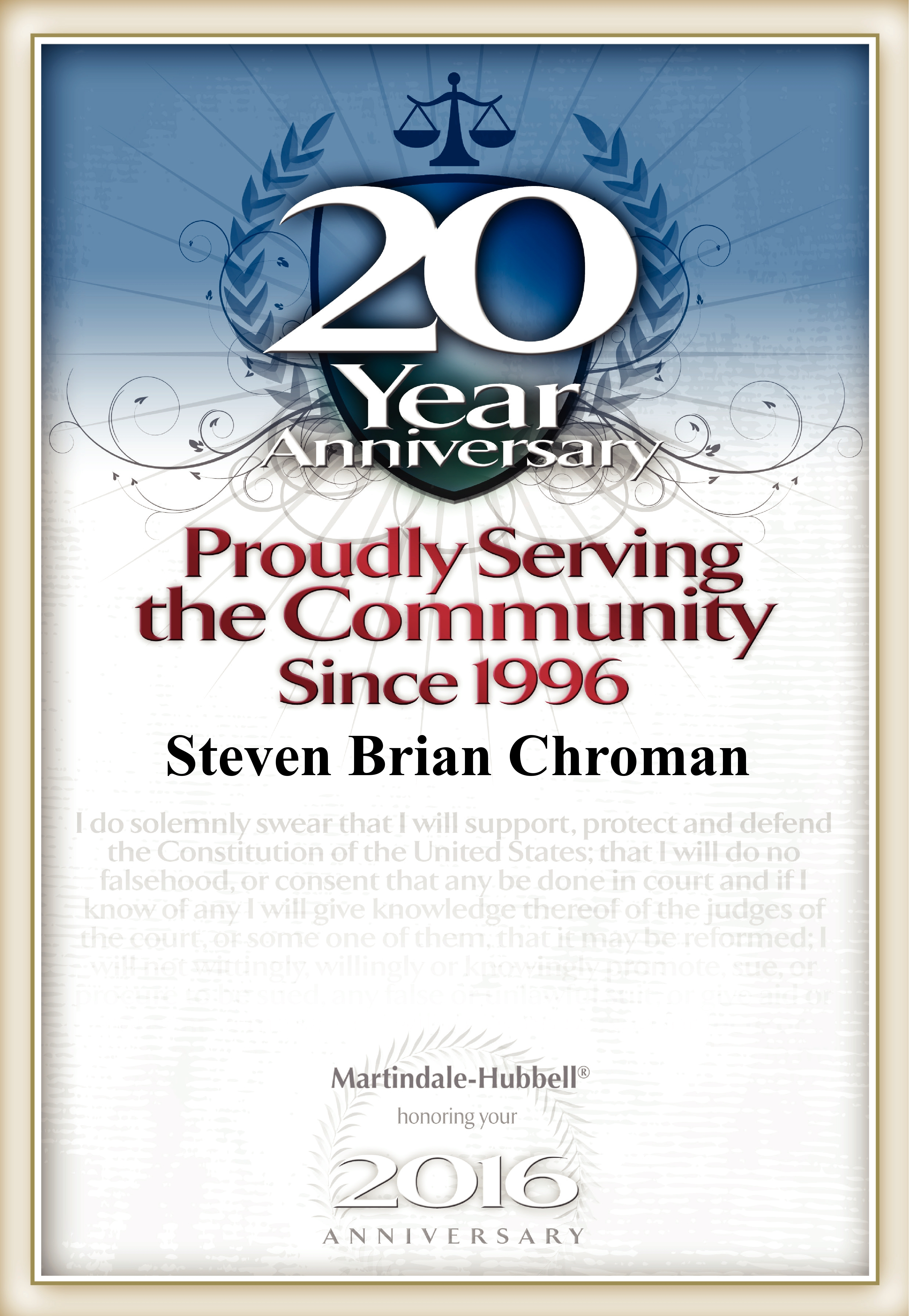 20 year Anniversary 2016