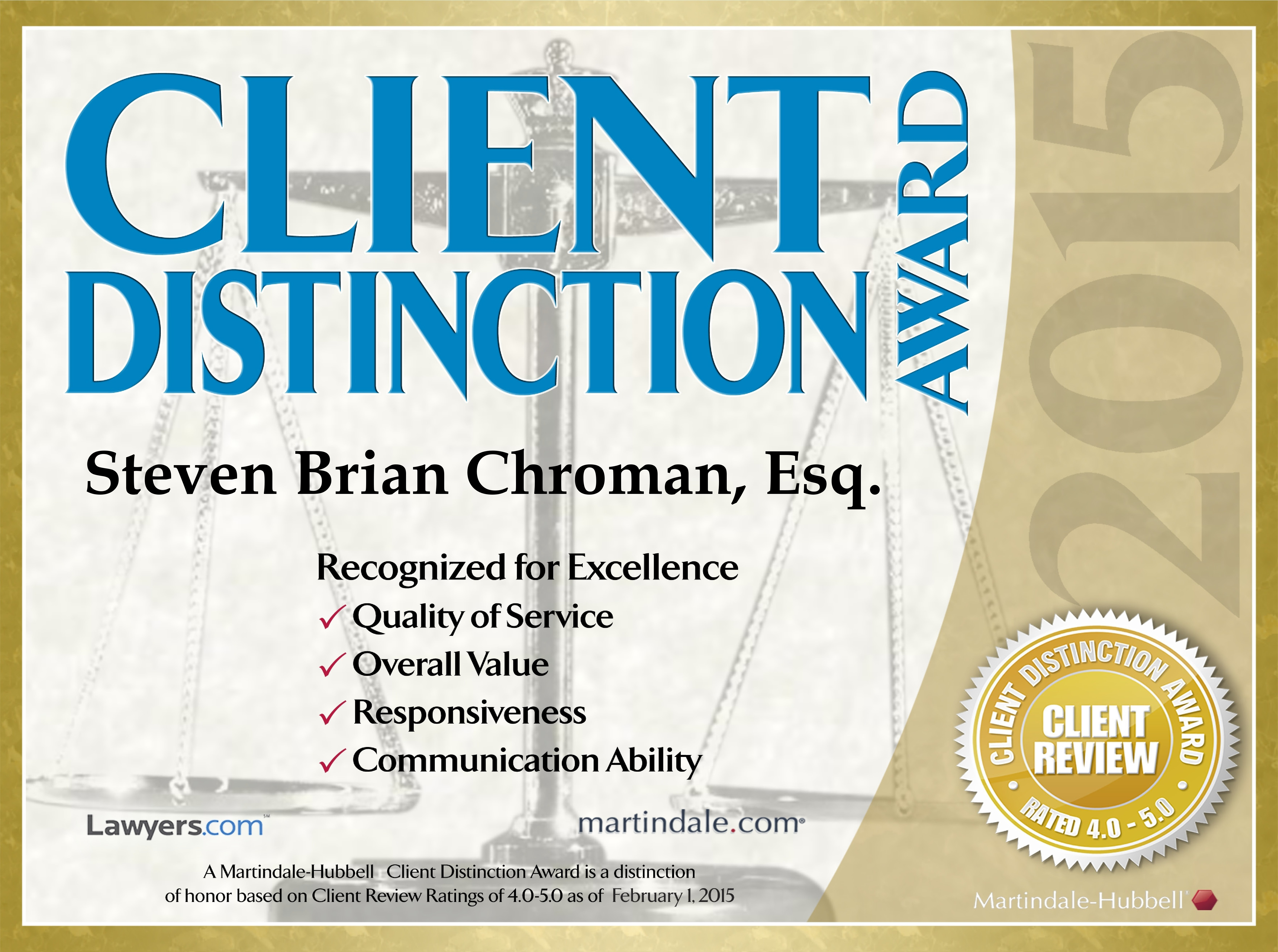 Client Distinction Award